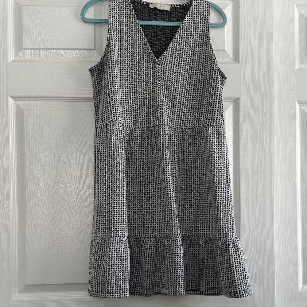 LOFT Black and White Textured Mini Dress